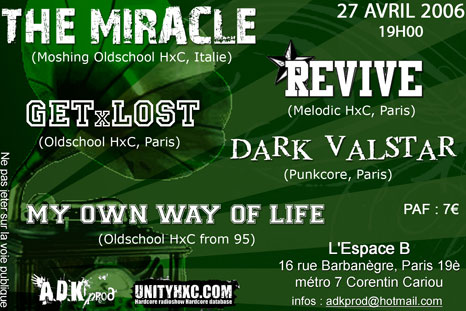 the miracle,get lost,revive,my own way of life